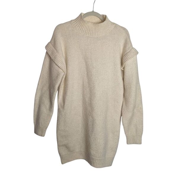 MNG Womens Cream Sweater Dress Alpaca Wool Blend Oversized Chunky Warm Medium - Picture 1 of 9